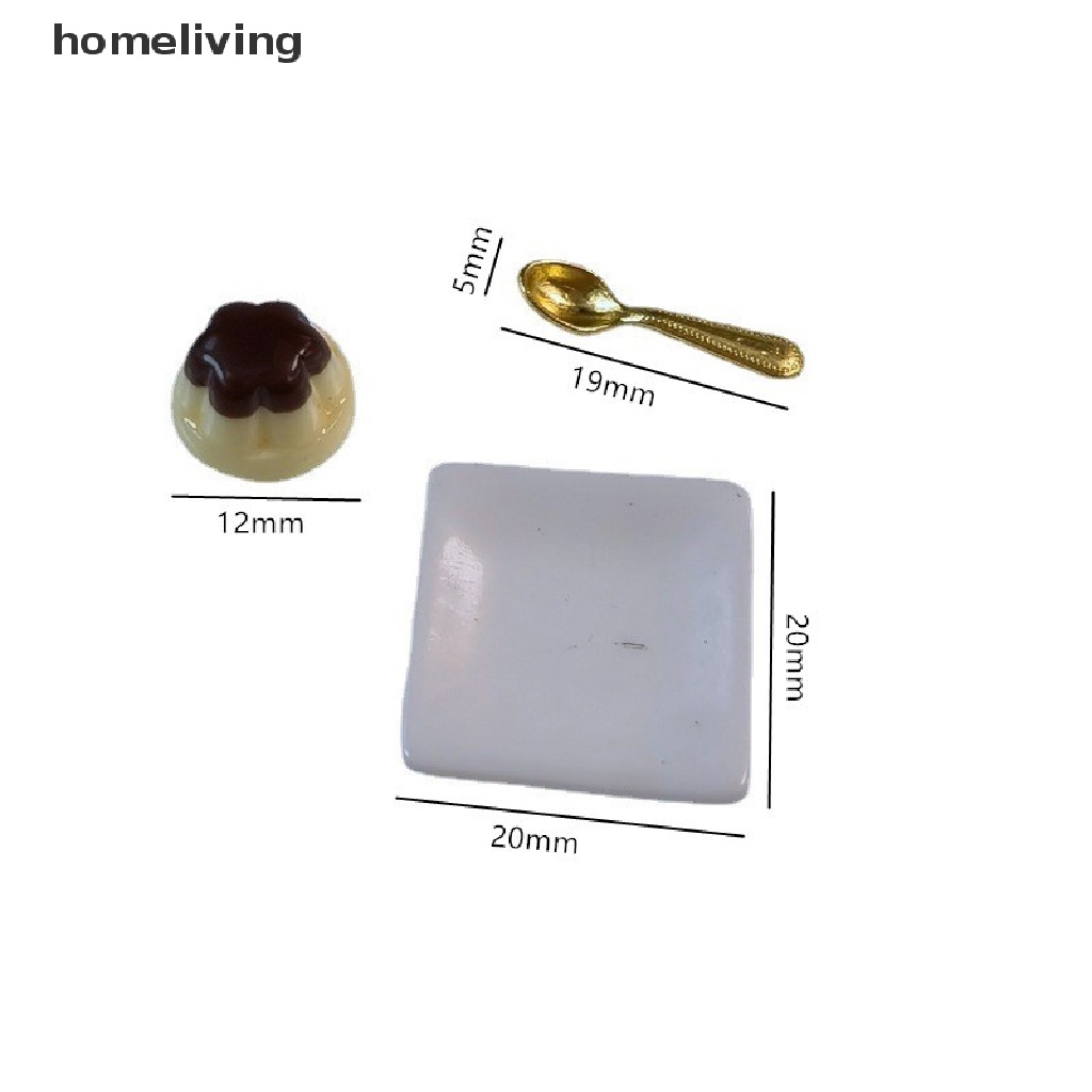 1 Bộ Mô Hình Bánh Pudding Trái Cây Tỉ Lệ 1: 12 Kèm Muỗng Trang Trí Nhà Búp Bê