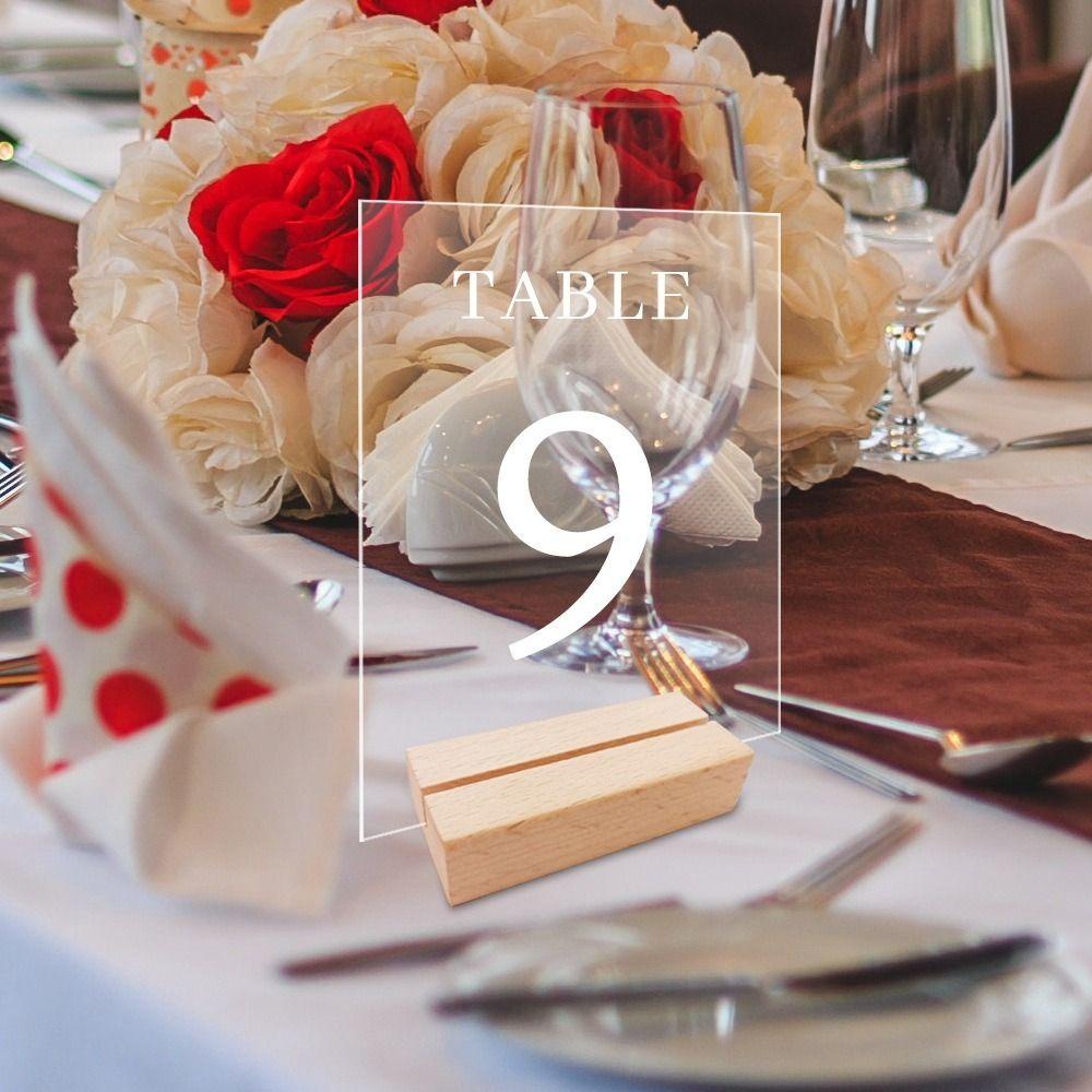 CONOPERY Bộ 2 Đế Gỗ Acrylic Trong Suốt In Số Để Bàn Trang Trí Tiệc Cưới