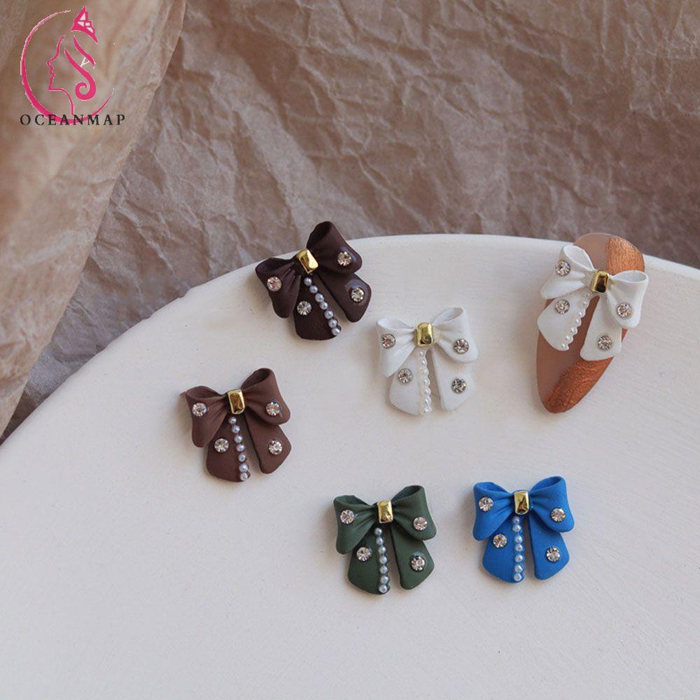 Phụ Kiện Trang Trí Móng Tay Hình Nơ Đính Ngọc Trai Sang Trọng DIY