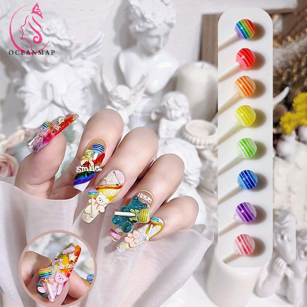 [Hàng mới về] Phụ kiện trang trí móng hình kẹo mút 3D dễ thương