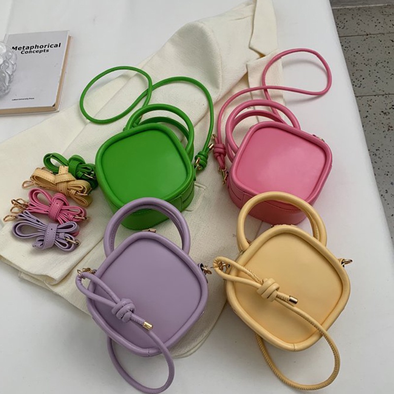 Túi Đeo Vai Hình Vuông Cỡ Nhỏ Màu Kẹo Ngọt Đơn Giản Thời Trang Cho Nữ