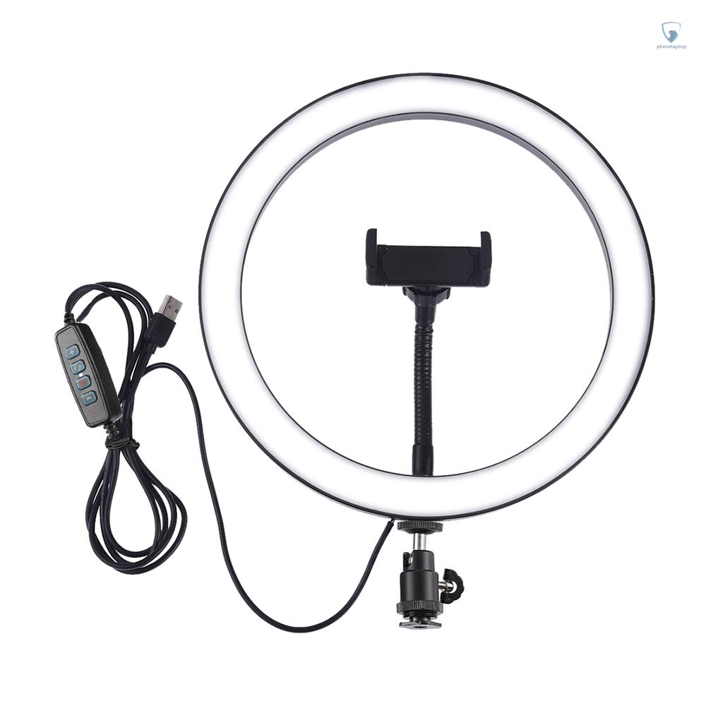Đèn LED Tròn 10 "Có Thể Điều Chỉnh Độ Sáng Kèm Giá Đỡ Điện Thoại Di Động Hỗ Trợ Quay Video / Phát Trực Tiếp