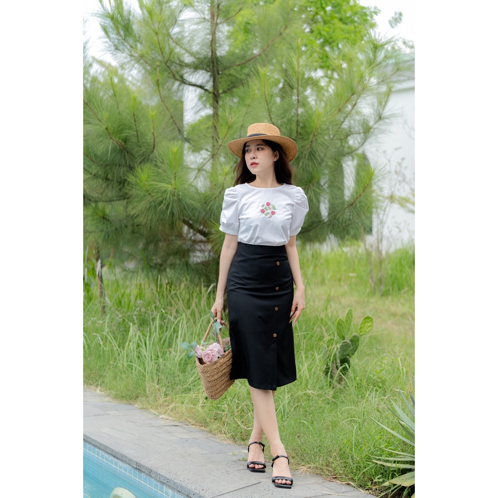 Chân váy dài Lani Button Side Skirt