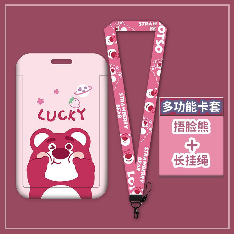 Vỏ Bọc Thẻ Hình Gấu Dâu Tây Hoạt Hình