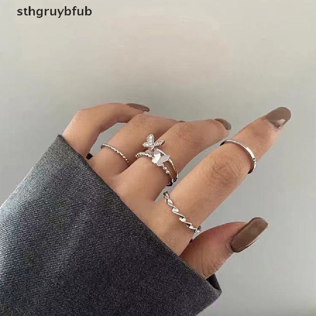 Set 3 / 4 Nhẫn Đeo Tay Kim Loại Cá Tính Cho Nữ