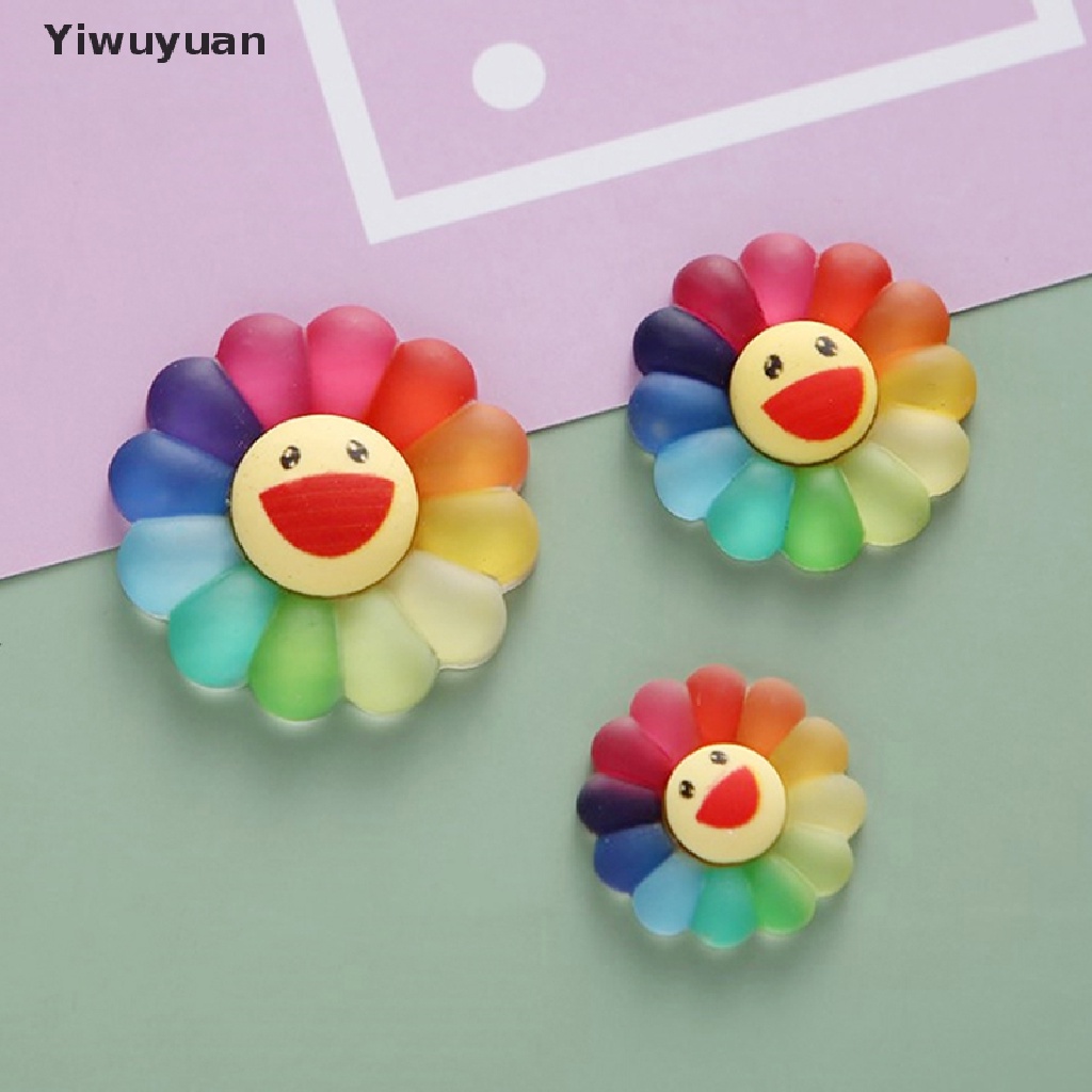 < Yiwuyuan > Set 10 Mô Hình Tượng Hoa Hướng Dương Cười Phẳng 3 Kích Cỡ Bằng Nhựa Resin Resin Nhỏ Xinh Trang Trí Sổ Tay