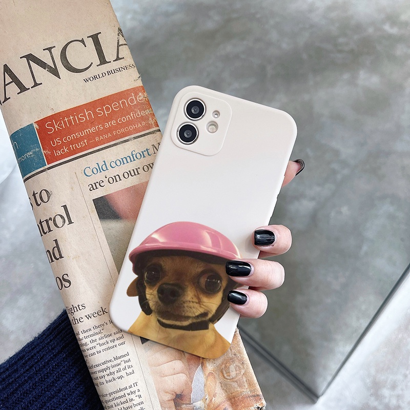 Ốp Điện Thoại Hình Chú Chó Đội Mũ Bảo Hiểm Cho IPhone 6 6S 11 7 8 Se 2020 X XR XS Plus 12 13 14 PRO mini MAX