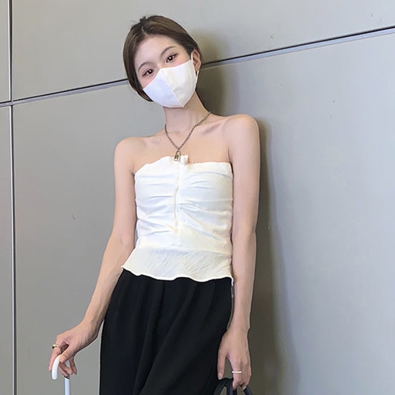 IELGY Áo Lửng Không Tay Thiết Kế Không Đều Thời Trang Cho Nữ