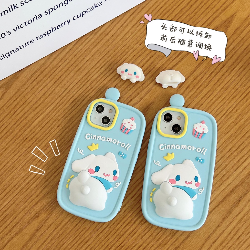 Ốp Điện Thoại TPU Silicon Mềm Hình Cún Sanrio 3D Dễ Thương Bảo Vệ Camera Cho iphone 14 13 12 11 Pro MAX 14 Plus