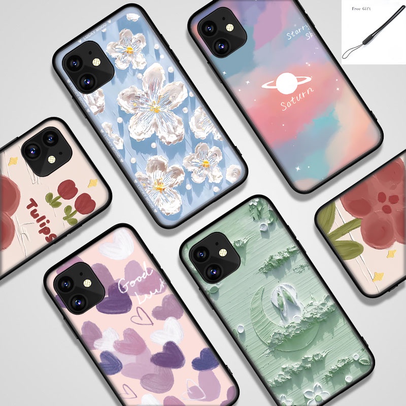 Ốp Điện Thoại Hình Tranh Sơn Dầu Mặt Trăng Kèm Dây Đeo Cho Motorola MOTO G10 G20 G30 E7 G9 PLUS Play G22 G50 5G G60S G60