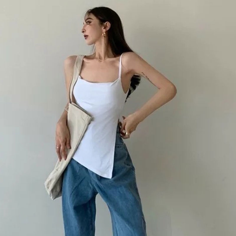 Áo Không Tay Thiết Kế Không Đồng Đều Phong Cách Âu Mỹ Thời Trang Mùa Hè Mới Cho Nữ