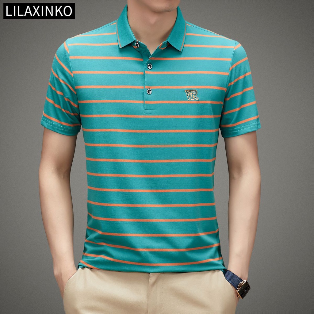 Áo Thun Polo Cotton Tay Ngắn Họa Tiết Kẻ Sọc 3 Màu Thời Trang Dành Cho Nam
