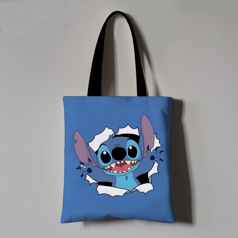 Túi Đeo Vai Vải Canvas In Hoạt Hình Stitch Dễ Thương Thời Trang Cho Nữ