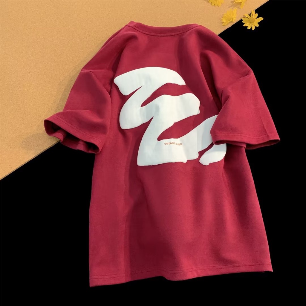 【Plus Size】(40-130kg) Áo Thun Nam Oversize Tay Ngắn Dáng Rộng In Chữ Advanced sense Thời Trang áo phông nam big size