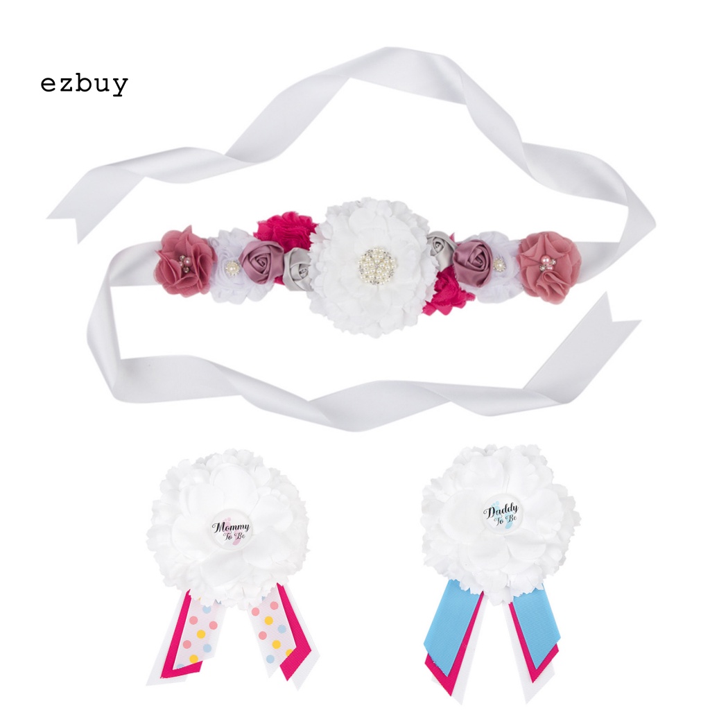 Set 3 Dây Ruy Băng Thắt Nơ Màu Trắng Di Động Dùng Chụp Ảnh Cho Mẹ Bầu