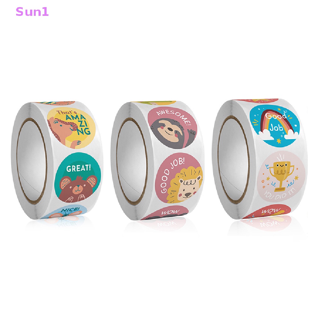 Bộ 500 Miếng Dán Tròn Họa Tiết Hoạt Hình Động Vật Đáng Yêu Cho Bé Sun1 >