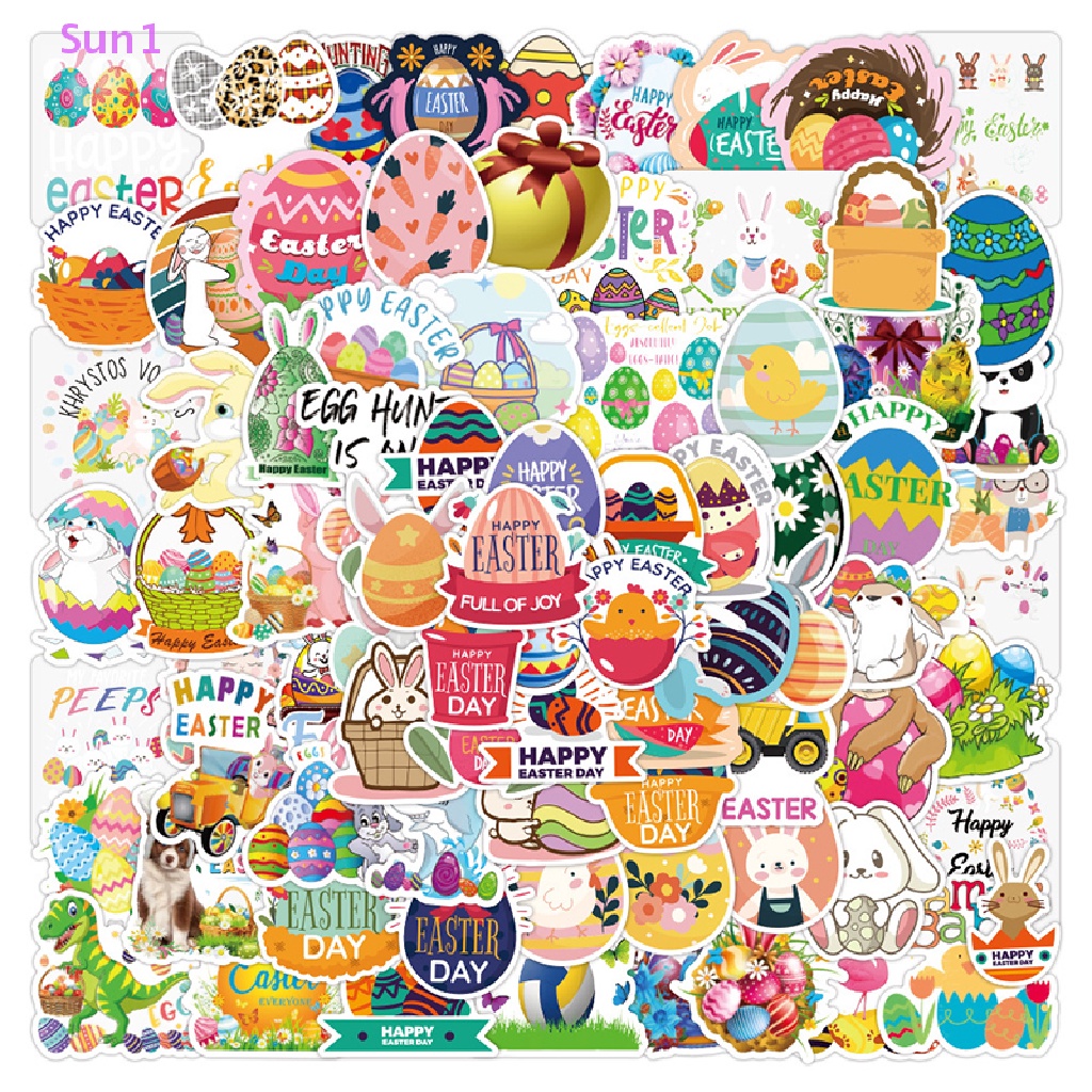 Set 50 Sticker Dán Trang Trí Hình Thỏ Phục Sinh Dễ Thương 1 &gt;