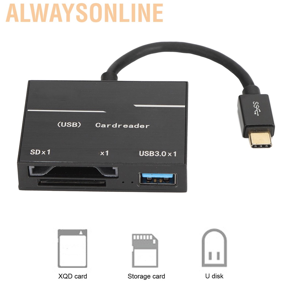 Alwaysonline Type-C to XQD Storage Card Reader High Speed Compatible USB3.0/2.0 with LED Work Indicator