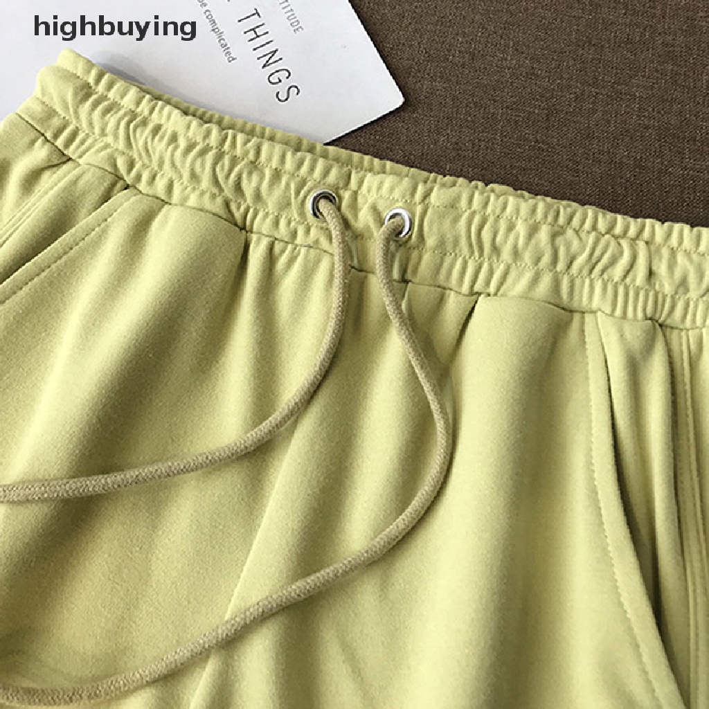 Quần Short Thể Thao Lưng Cao Dáng Rộng Co Giãn Màu Trơn Thời Trang Mùa Hè Dành Cho Nữ y2k