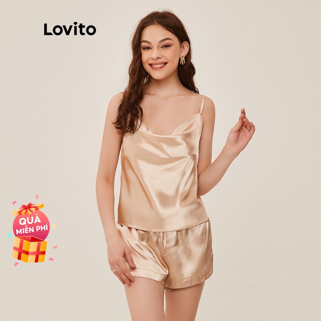 Lovito Bộ Đồ Ngủ Vải Satin Lưng Thun L20D466