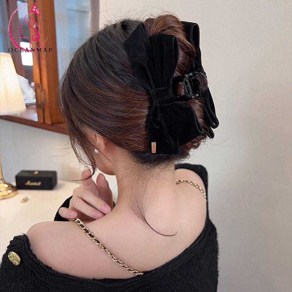 Kẹp Tóc Nơ Bằng Nhung Phong Cách Hàn Quốc Ngọt Ngào Cho Nữ