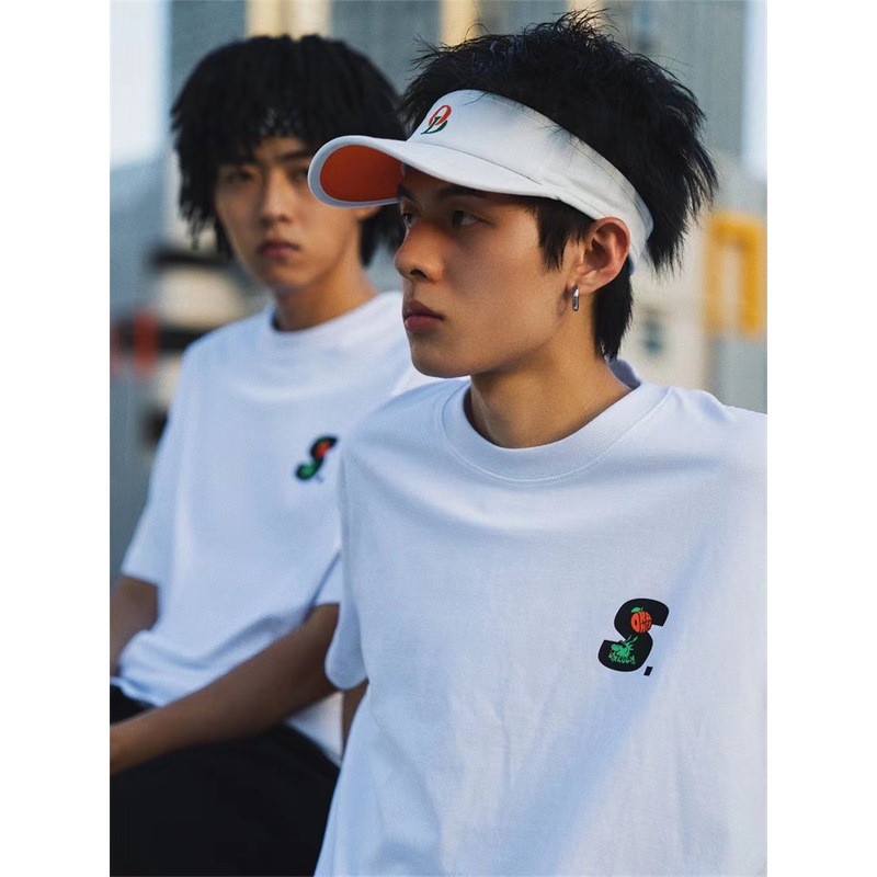 Áo Thun cotton Tay Ngắn Cổ Tròn Màu Tương Phản In LOGO ST-A X OD co-Brand Thời Trang Mùa Hè