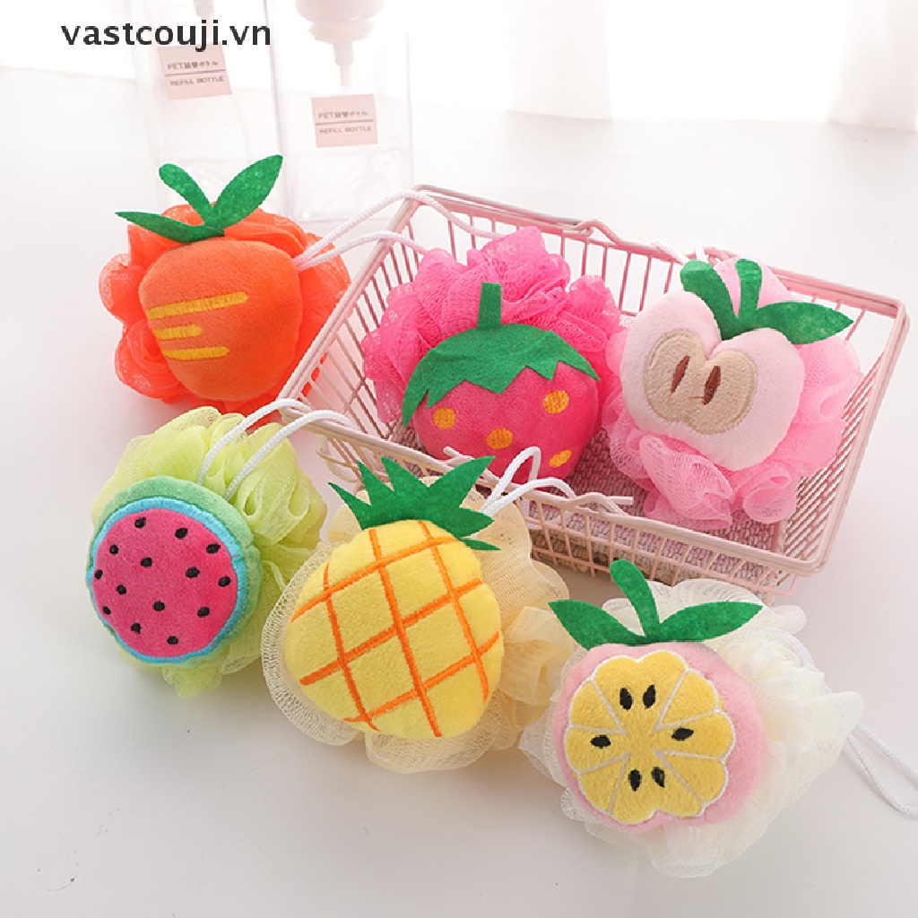 1 Bông Tắm Bằng Xơ Mướp Phối Lưới Nhiều Màu Sắc Họa Tiết Hoạt Hình Dễ Thương