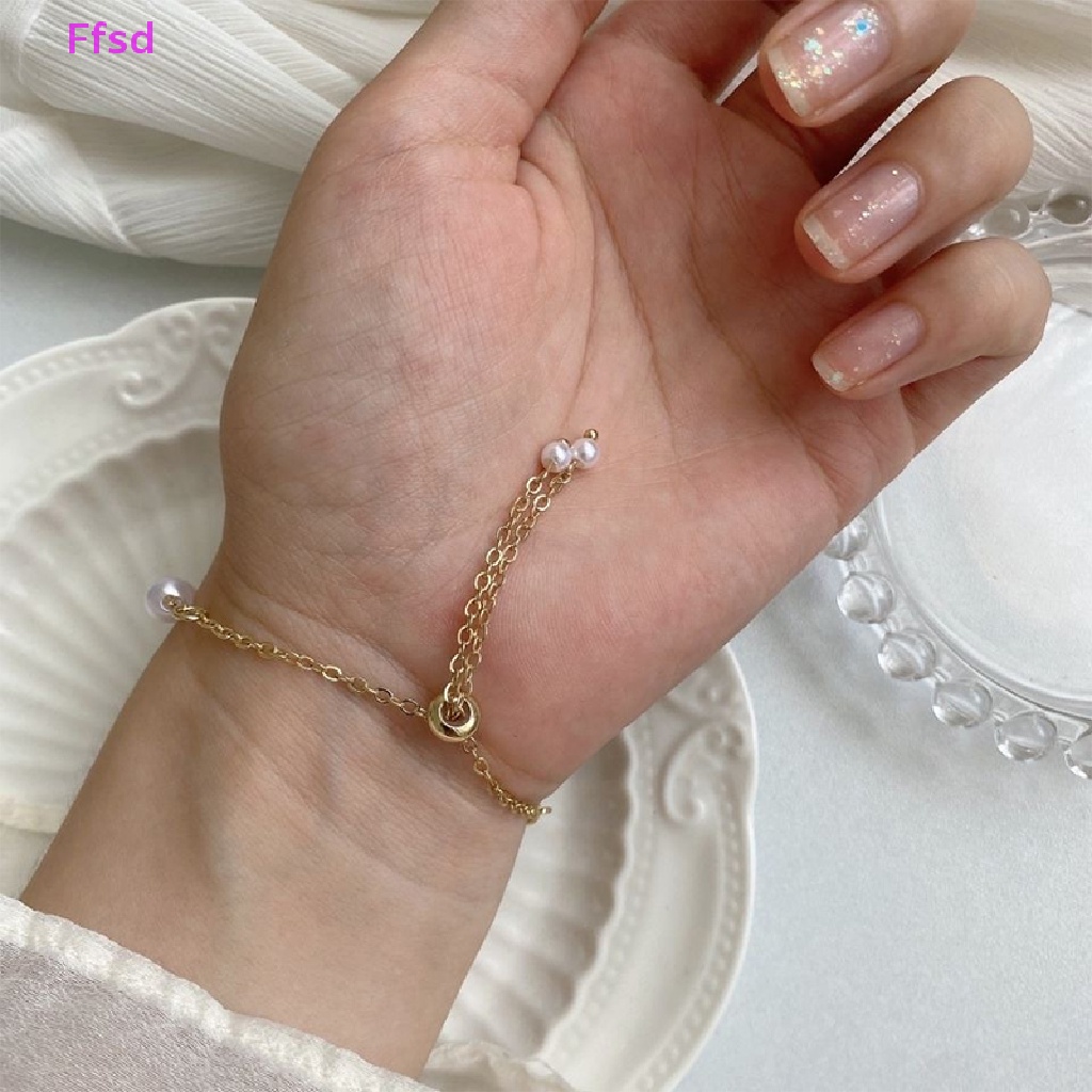 {Ffsd} Vòng Tay Chuỗi Hạt Ngọc Trai / Hoa Hồng / Bướm Có Thể Điều Chỉnh Trang Sức Đám Cưới Cho Nữ Bán Chạy