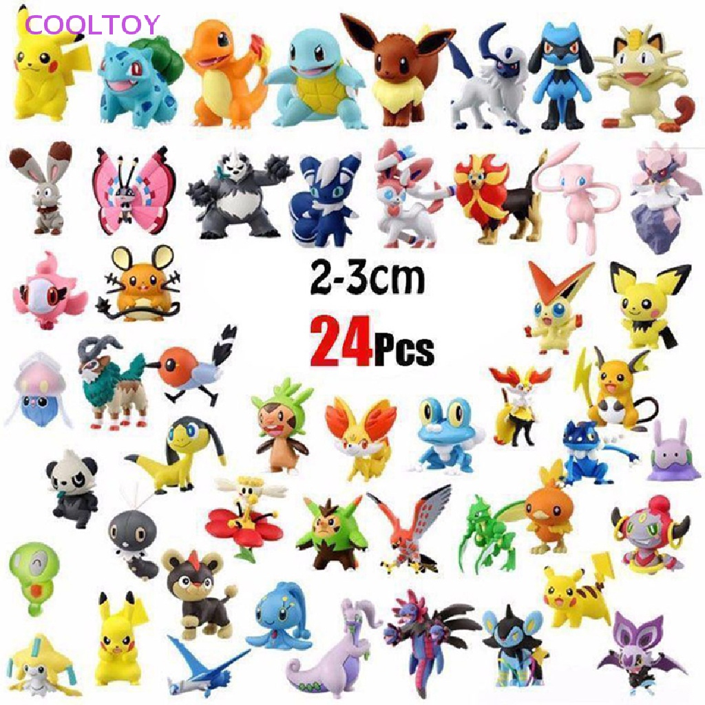 Cooltoy Set 24 Mô Hình Đồ Chơi Hoạt Hình Pokemon Nhiều Kiểu Khác Nhau Kích Thước 2.5-3cm