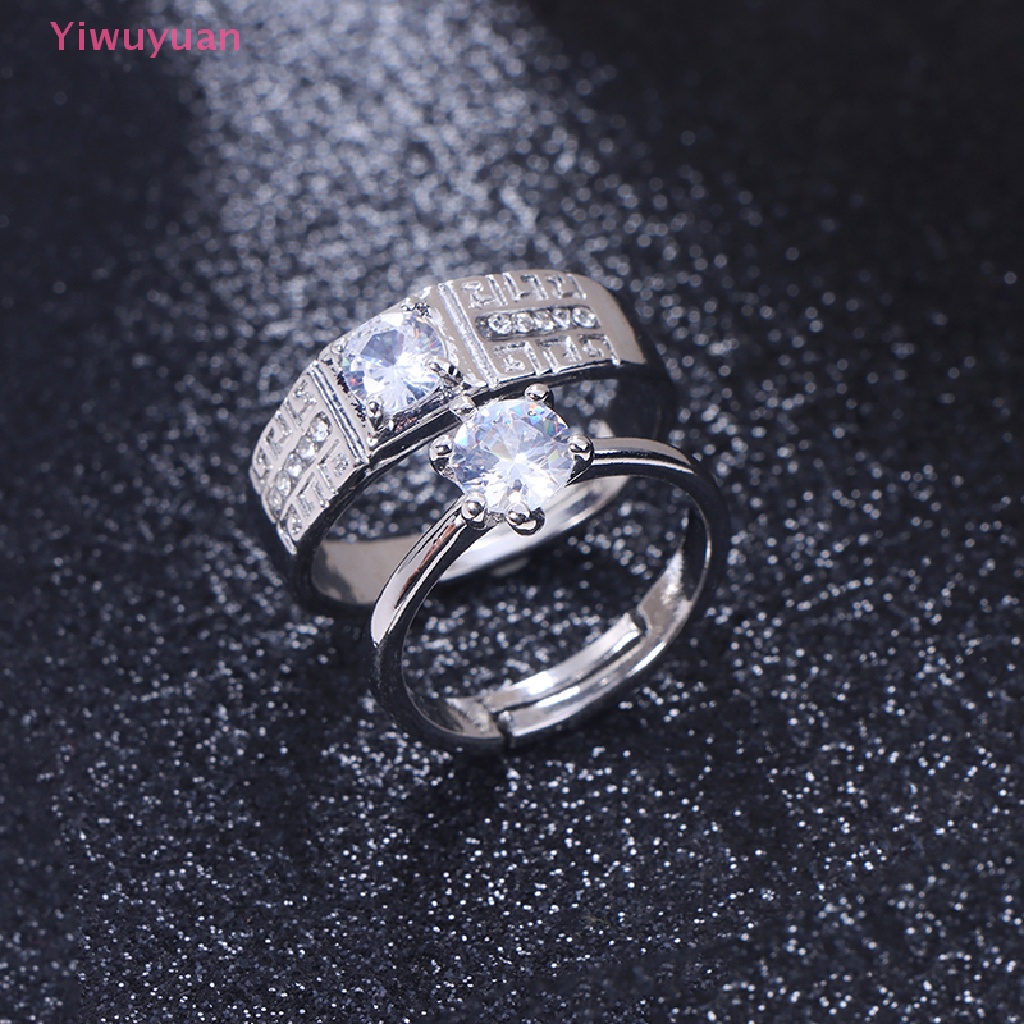 1 Cặp Nhẫn Đính Hôn Đính Đá Cổ Điển Có Thể Điều Chỉnh Kích Cỡ Mới