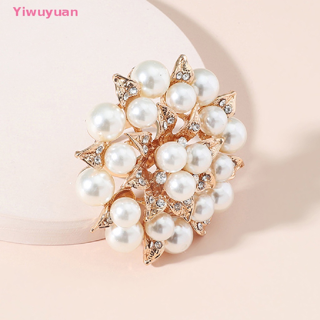 &lt; Yiwuyuan &gt; Nhẫn Đính Hôn Zircon Ngọc Trai Trắng Thanh Lịch Hình Hoa Lớn Phong Cách Hàn Quốc Quà Tặng Tiệc Cưới