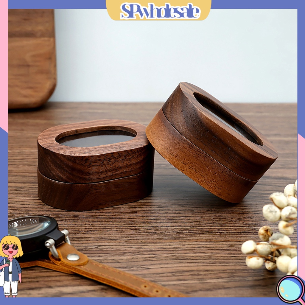 &lt;SPwholesale&gt; Hộp Đựng Nhẫn / Trang Sức Bằng Gỗ Trong Suốt Phong Cách Retro