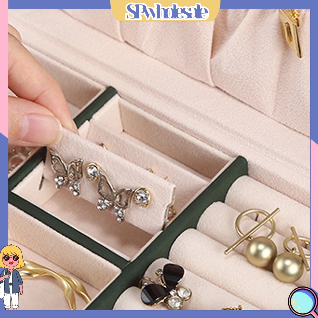 <SPwholesale> Hộp Trưng Bày Trang Sức Ba Tầng Có Khóa Cài Nhỏ Gọn Dành Cho Gia Đình