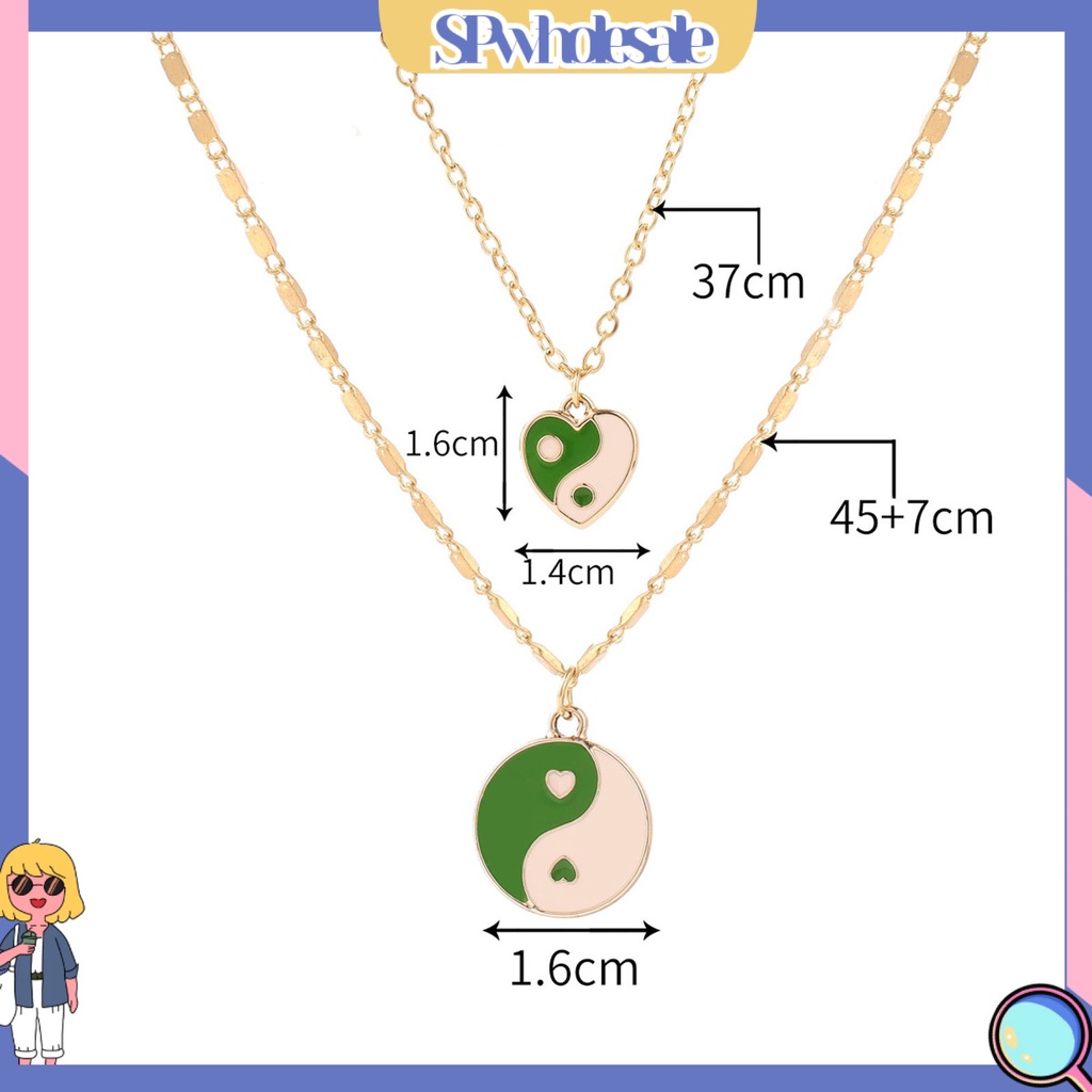 &lt;SPwholesale&gt; Vòng cổ Hai Lớp Màu Sắc Tươi Sáng Trang Trí Trái Tim Xinh Xắn Cho Nữ