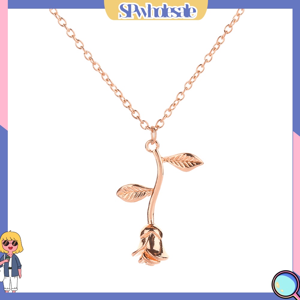 &lt;SPwholesale&gt; Vòng cổ Mặt Hoa Hồng Thời Trang Cho Nữ