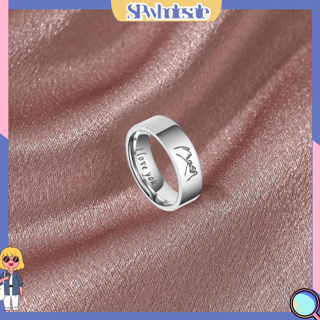 <SPwholesale> Nhẫn Cặp Đôi I Love You Bằng Thép Không Gỉ Đánh Bóng Trang Sức Giản Dị Phù Hợp Làm Quà Tặng Valentines Day