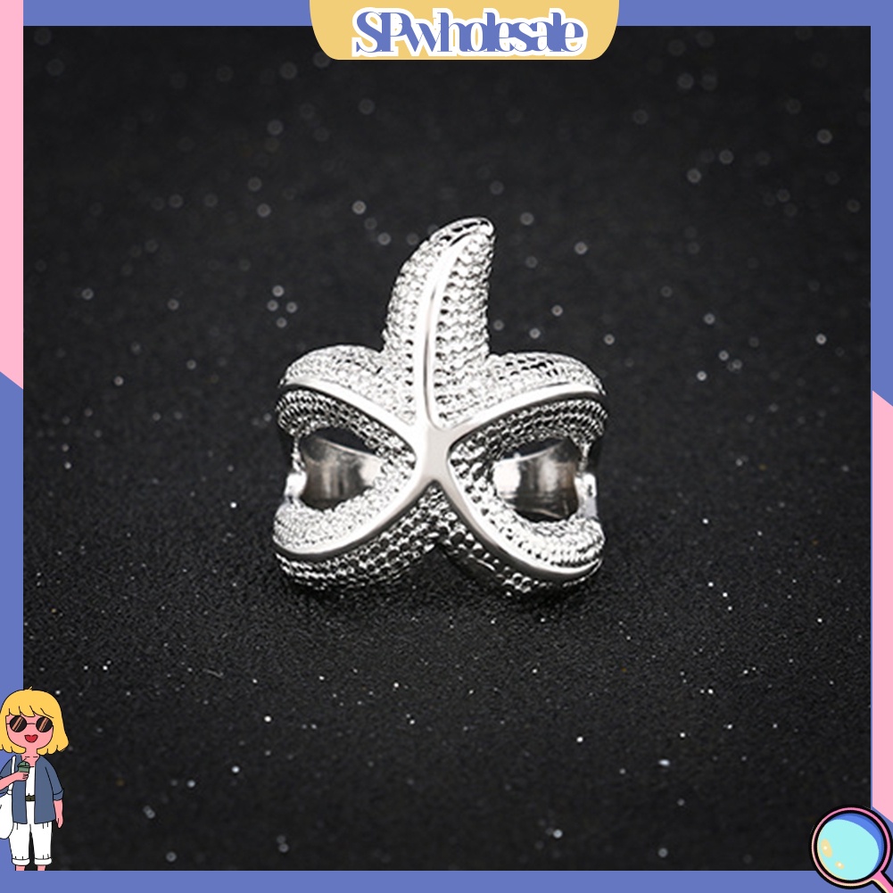 <SPwholesale> Nhẫn Mạ Bạc Hình Sao Biển Thời Trang Cho Nữ