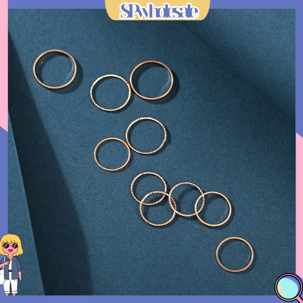 <SPwholesale> Set 10 Nhẫn Đeo Ngón Tay Nhẹ Nhàng Phù Hợp Với Mọi Loại Nhẫn Màu Tinh Khiết Dành Cho Nam Và Nữ