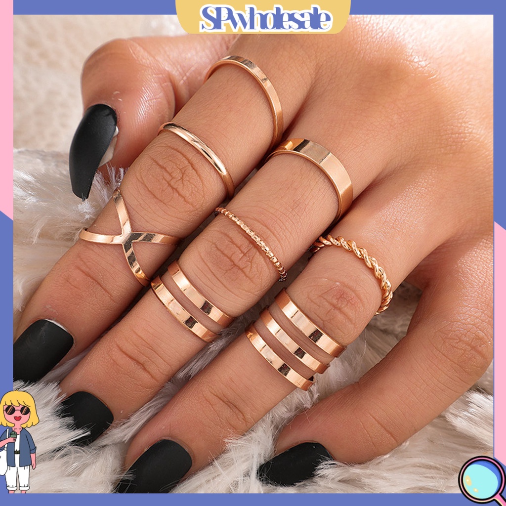 <SPwholesale> Bộ 8 Nhẫn Thời Trang Thanh Lịch Dành Cho Nữ
