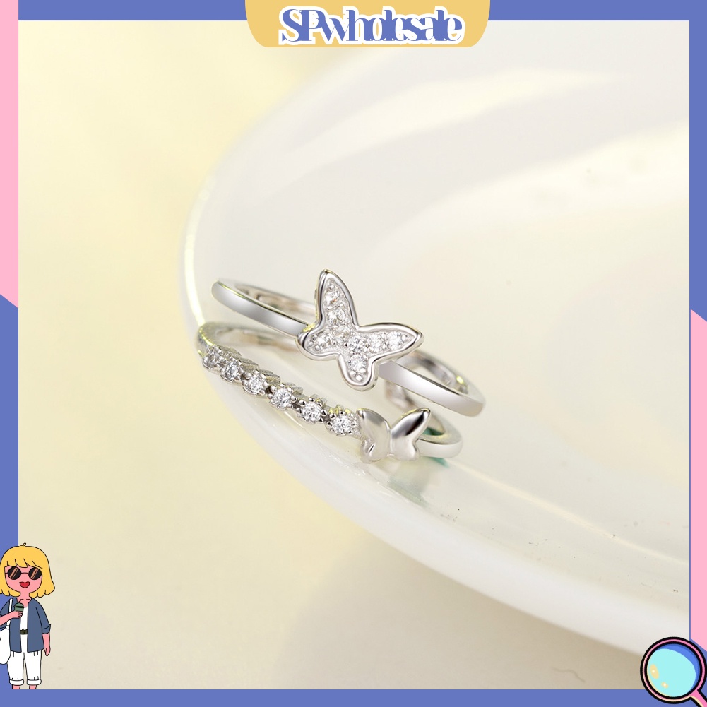 <SPwholesale> Nhẫn Hở Hình Bướm Ngọt Ngào Thời Trang Có Thể Điều Chỉnh Cho Nữ