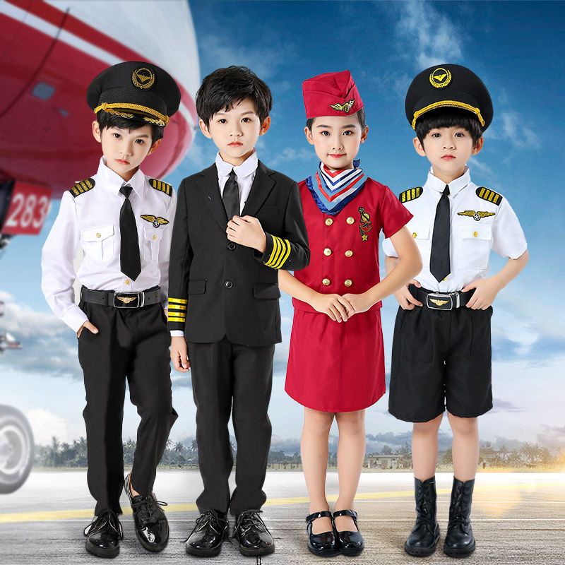 Hàng Có Sẵn Miễn Phí Vận Chuyển Bộ Đồ Hóa Trang Nữ Sinh Phục Vụ Thuyền Trưởng Stewardess Pilot Stewardess Dài Áo Sơ Mi Ngắn Đồng Phục Học Sinh