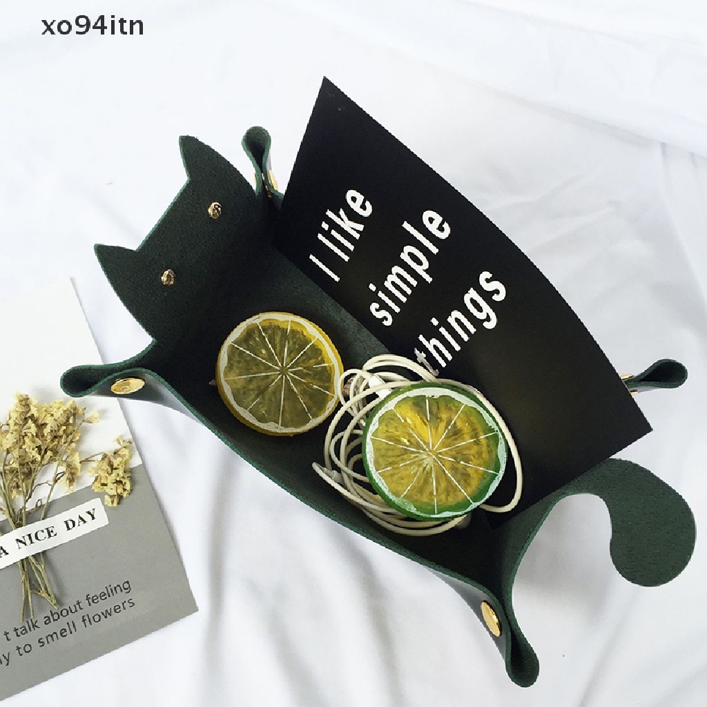 1 Khay Da Đựng Đồ Để Bàn Hình Mèo Dễ Thương