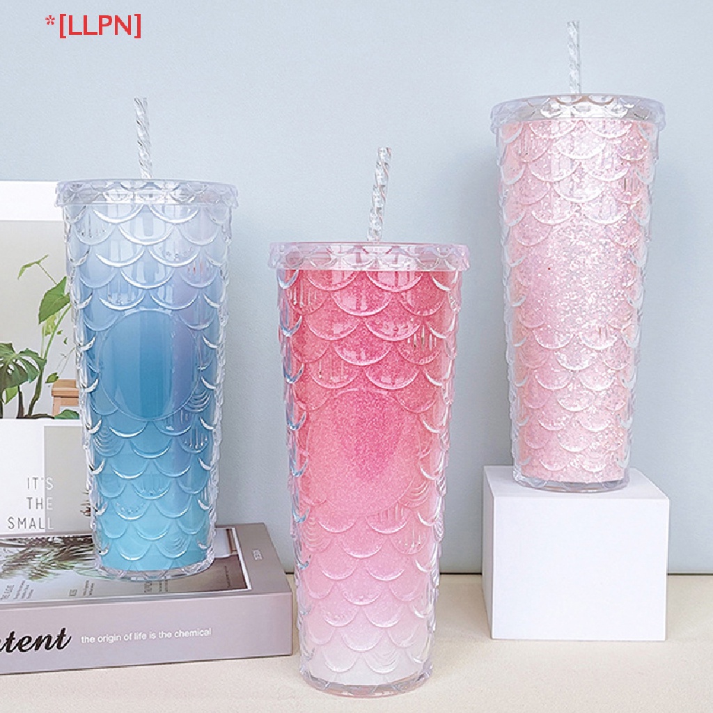 Cốc Nhựa Hai Lớp Có Ống Hút Họa Tiết Kim Cương Chào Mừng Dung Tích 700ml