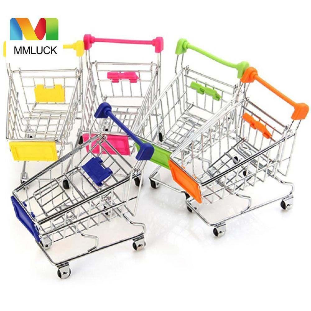 Mô Hình Xe Đẩy Mua Sắm Bằng Kim Loại Trang Trí Nhà Búp Bê