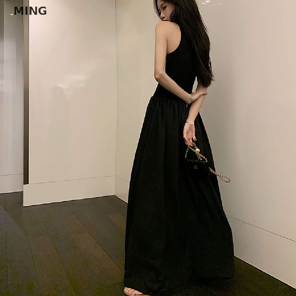 Đầm Chữ A Sát Nách Cổ Tròn Màu Trơn Thời Trang Hàn Quốc Cho Nữ