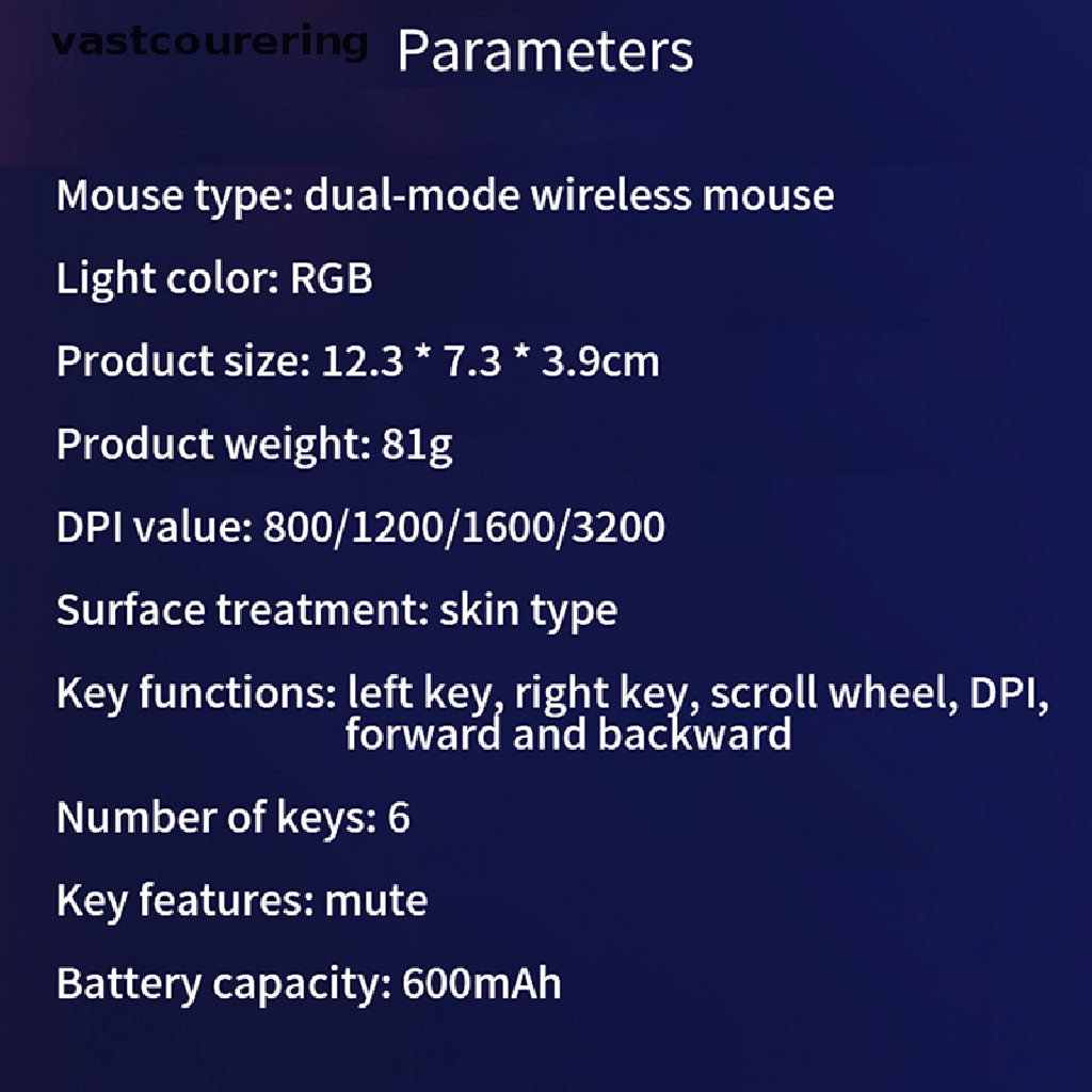 Chuột Quang Không Dây Vast G301 2.4G Có Đèn RGB Dùng Để Chơi Game