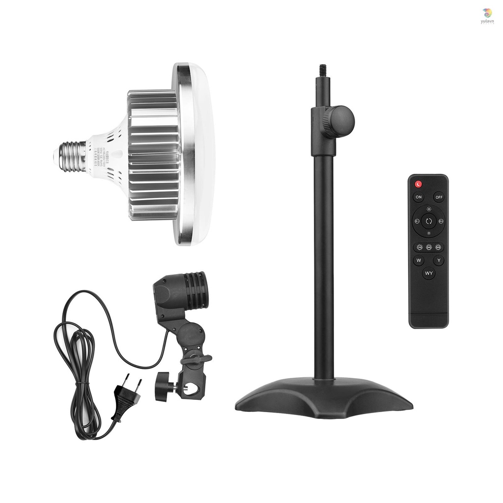 Bộ Đèn LED Để Bàn Có Thể Điều Chỉnh Độ Sáng 3200K-5500K + E27 + Giá Đỡ Để Bàn + Điều Khiển Từ Xa Cho Studio