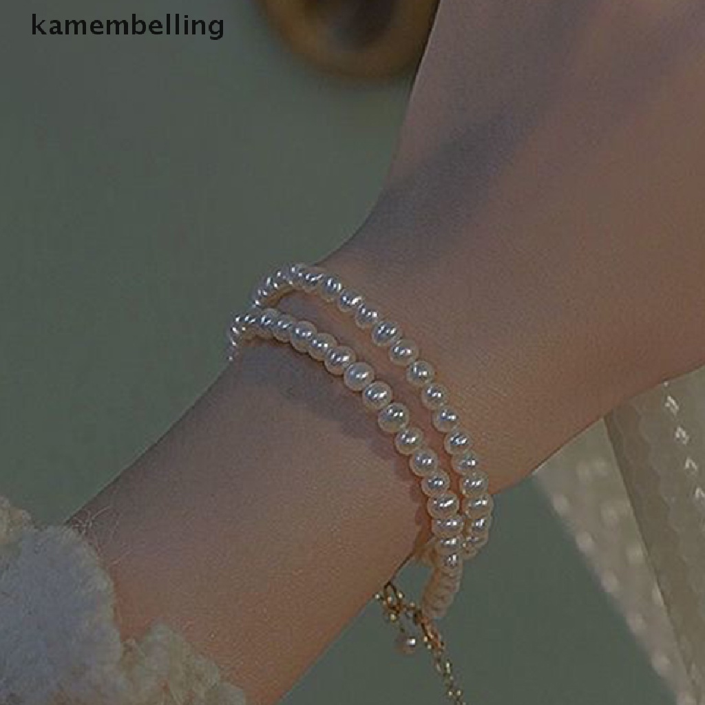 Vòng Đeo Tay May Mắn Đính Ngọc Trai Giả Bằng Đồng Có Thể Điều Chỉnh Phối Tua Rua Dài Thanh Lịch Dành Cho Nữ