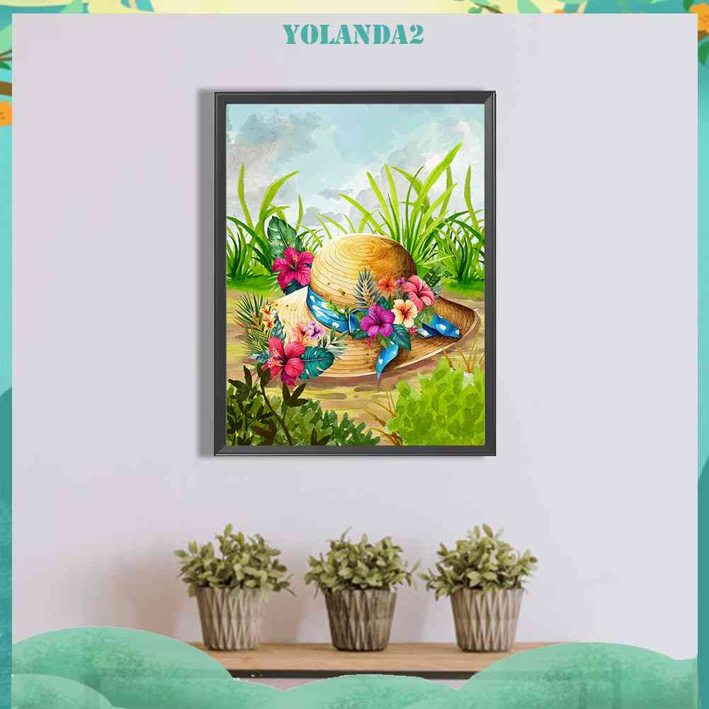 Tranh Đính Đá Kim Cương Toàn Bộ 5D DIY Hình Vẽ Hoa Mũ