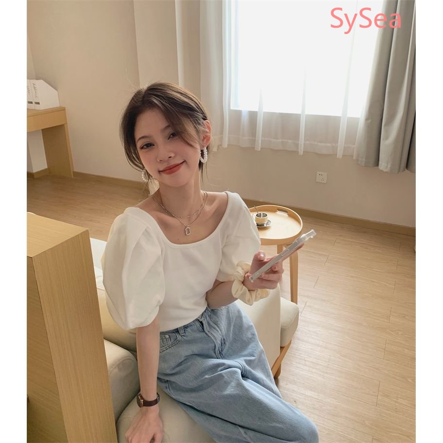 Áo Kiểu Tay Phồng Hở Lưng Thắt Nơ Phong Cách Pháp Cho Nữ